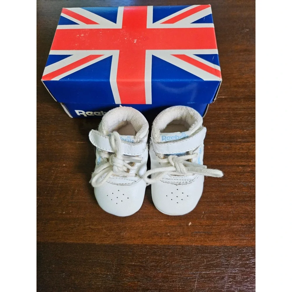 Reebok Classic Crib Shoes Kids 1 White Vintage High Top Sneakers